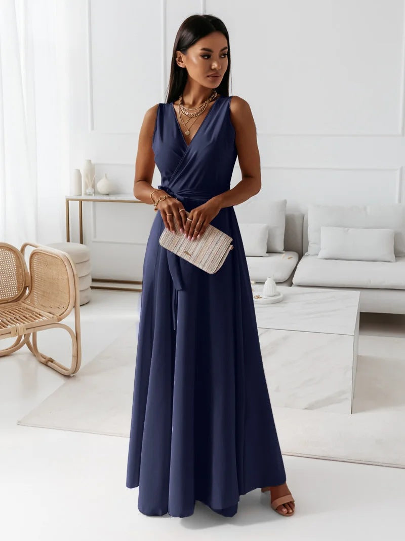 Evelyn Dames Maxi-jurk | Mouwloos, V-hals, Elegante Stijl 9
