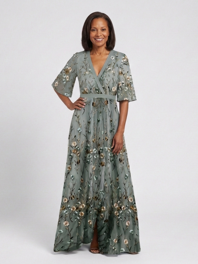 Evelyn Dames Maxi Jurk | Zachte V-hals, Bloemenprint, Luchtig 4