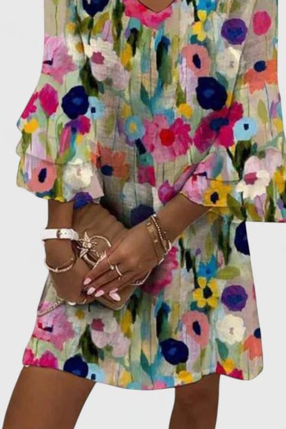 Evelyn Vrouwen Mini Jurk | Romantische Bloemenprint, Flatterende Pasvorm 1