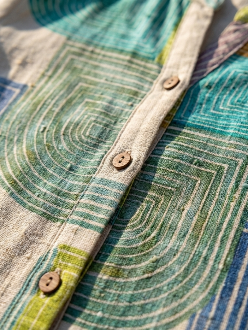 Fiona Dames Jurk | Lichtgewicht Katoen, Korte Mouwen Geometrische Print 1