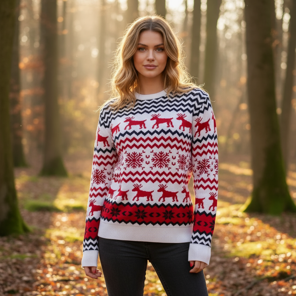 Fleur Dames Kersttrui | Comfortabele Pasvorm, Speels Ontwerp, 100% Acryl 0