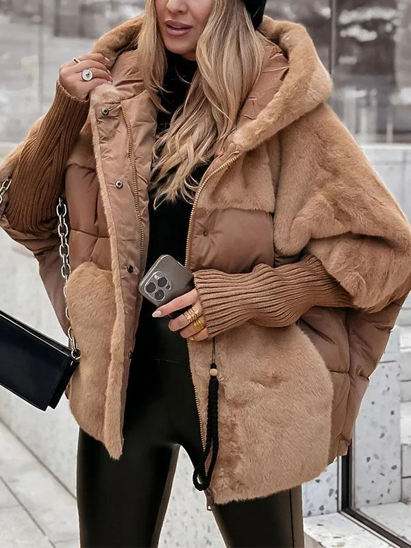 Gewatteerde Lange Winterjas Dames met Capuchon en Meerkleurig Design voor Warmte en Comfort