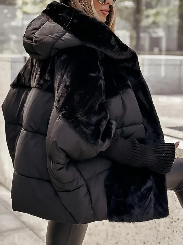 Gewatteerde Lange Winterjas Dames met Capuchon en Meerkleurig Design voor Warmte en Comfort