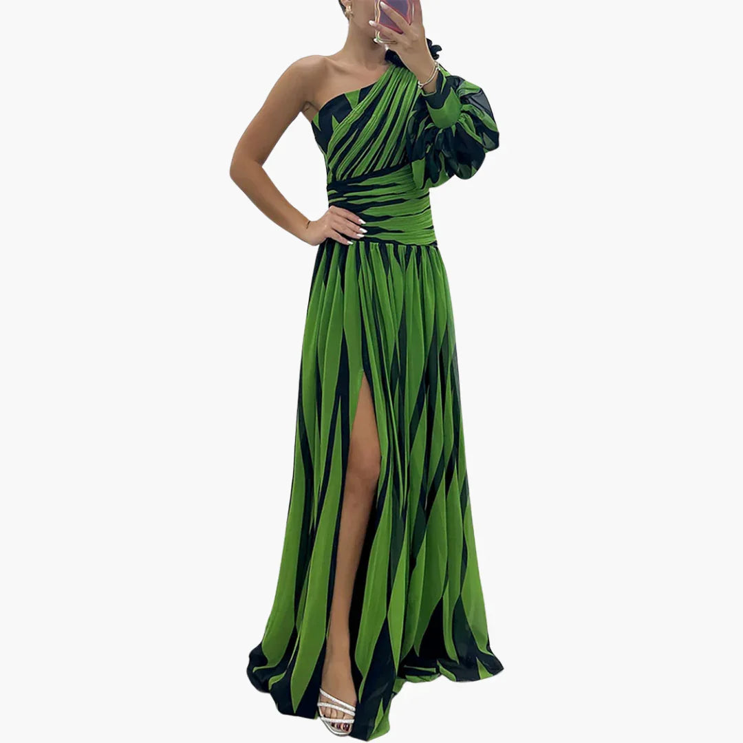 Gina Dames Maxi Jurk | Gestreept One-Shoulder Design, Ademend en Lichtgewicht 2