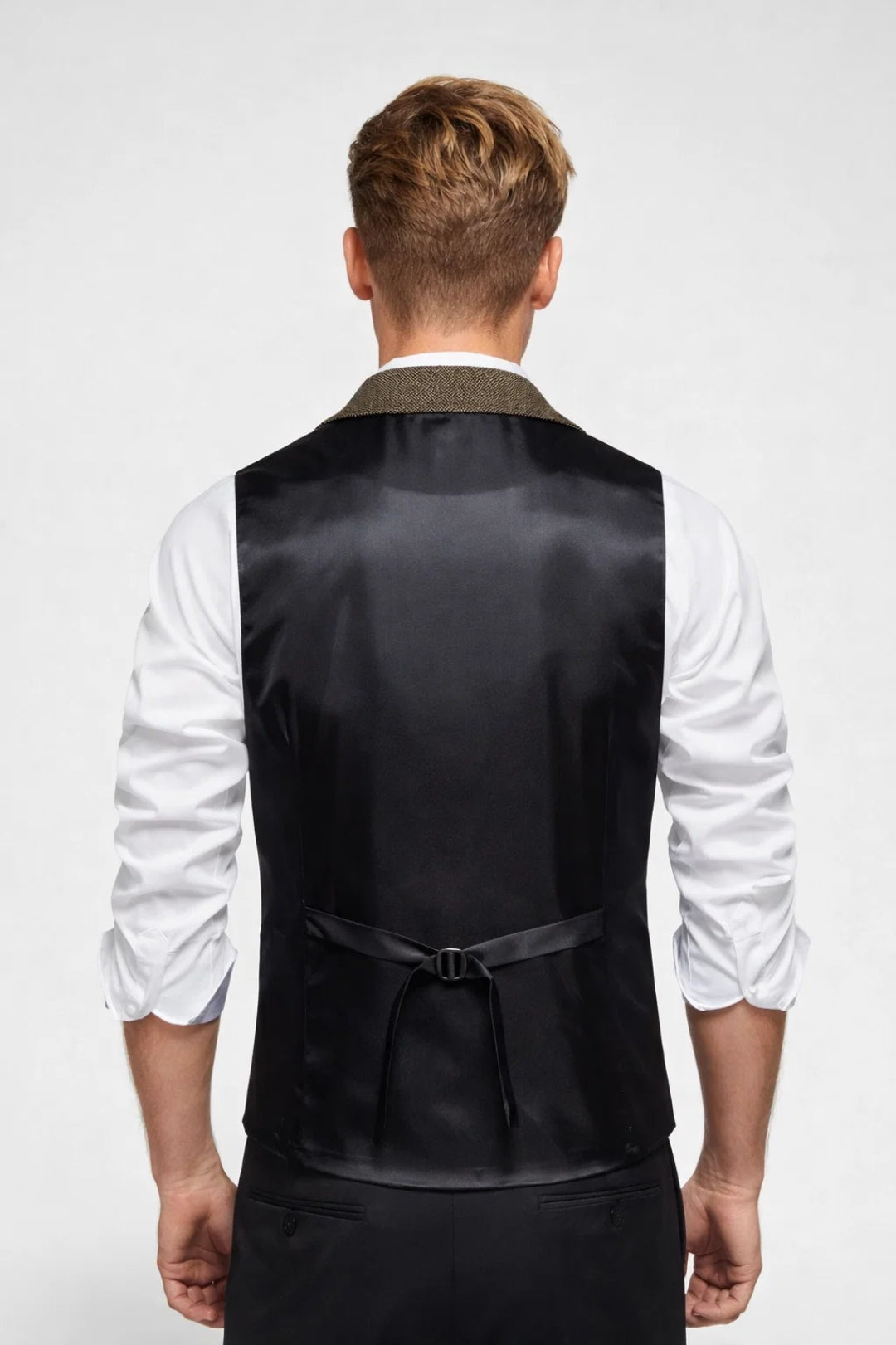 Gino Heren Gilet | Slim Fit, Elegante Revers met Visgraatpatroon 1