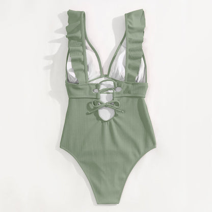 ROXANNE | Boho Bikini met V-Hals, Ruches & Open Rug