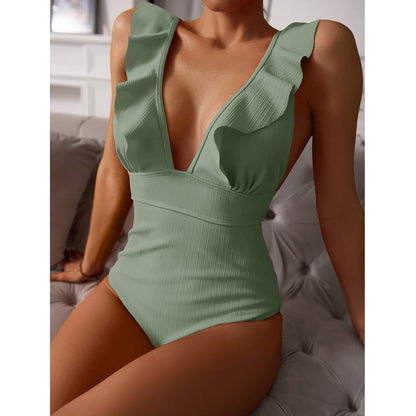 ROXANNE | Boho Bikini met V-Hals, Ruches & Open Rug