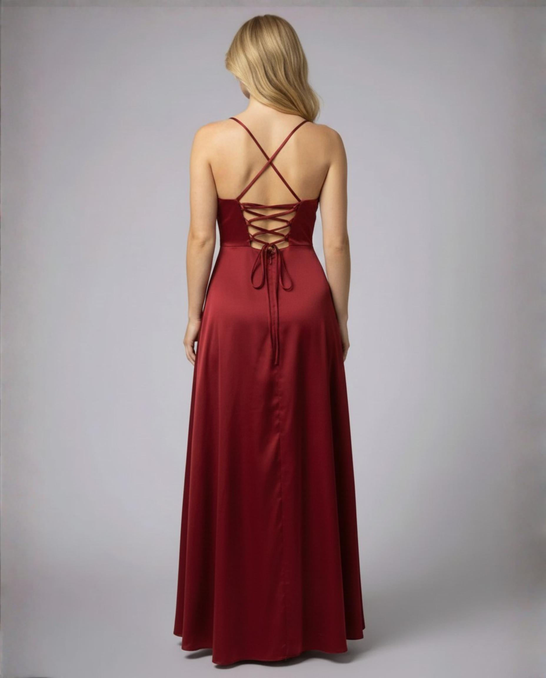 Harmoni Dames Maxi Jurk | Vloeiende Polyester met Zijsplit en Gevlochten Rugdetail 1
