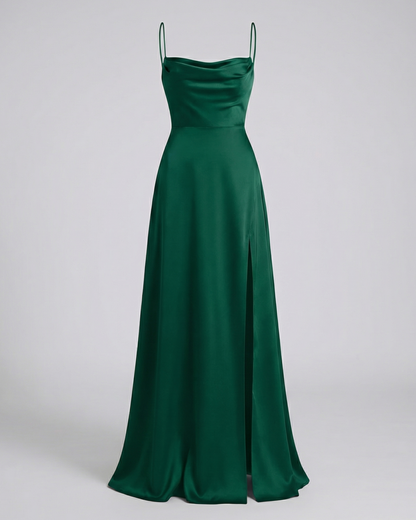 Harmoni Dames Maxi Jurk | Vloeiende Polyester met Zijsplit en Gevlochten Rugdetail 6