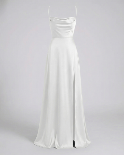 Harmoni Dames Maxi Jurk | Vloeiende Polyester met Zijsplit en Gevlochten Rugdetail 9