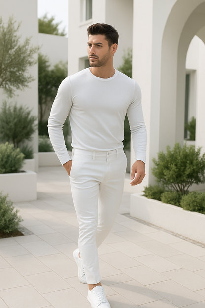 Caviero | Slim Fit Denim Broek in Fris Witte Tint