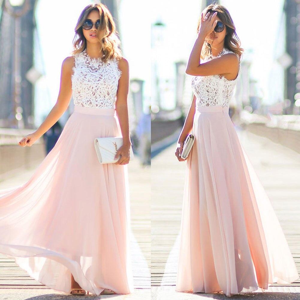 Hilda Dames Lange Jurk | Bloemenkant en Chiffon, Maxi Zomerjurk 0