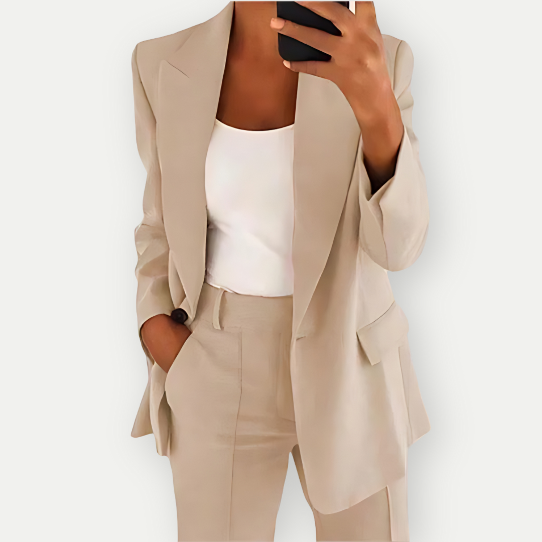 Hilde Dames Set | Polyester Tweedelige Blazer en Broek Set 0