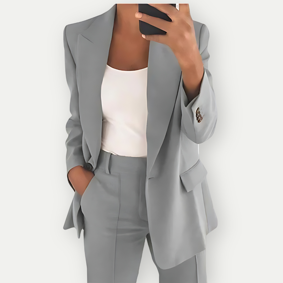 Hilde Dames Set | Polyester Tweedelige Blazer en Broek Set 2