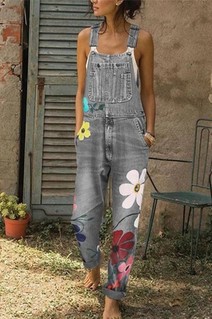 Hilde Dames Tuinbroek | Handgemaakte Bloemmotieven, Duurzaam Denim 0