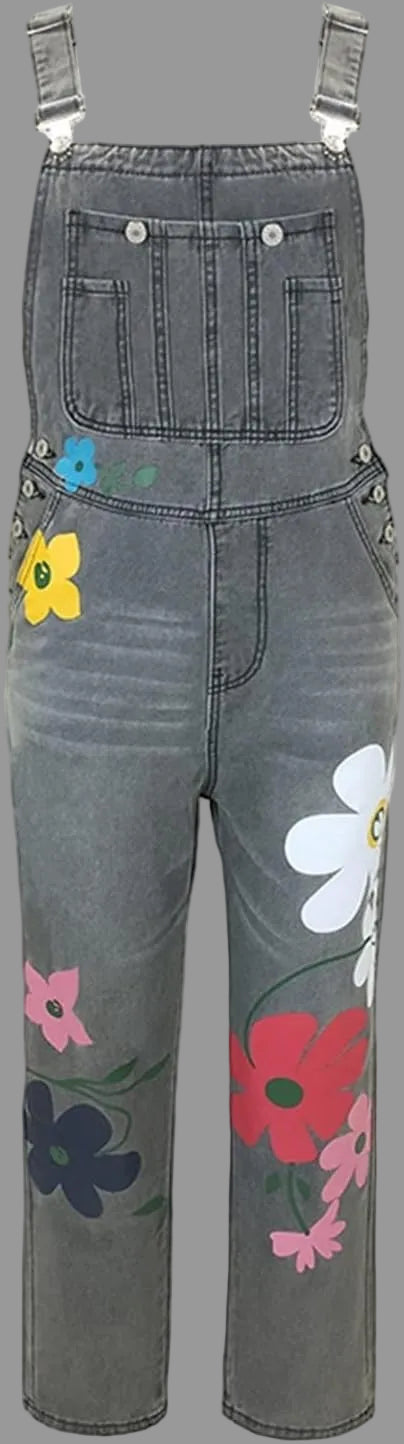 Hilde Dames Tuinbroek | Handgemaakte Bloemmotieven, Duurzaam Denim 1