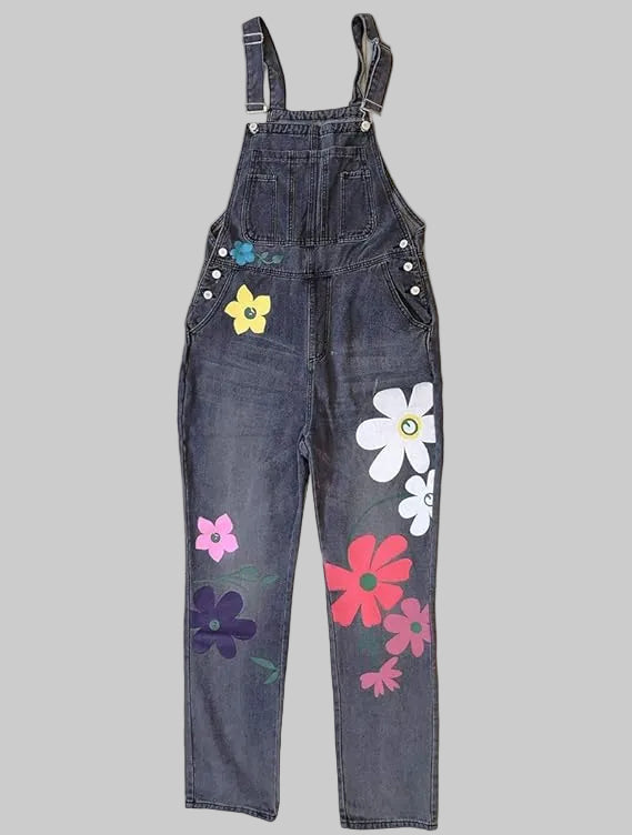 Hilde Dames Tuinbroek | Handgemaakte Bloemmotieven, Duurzaam Denim 3