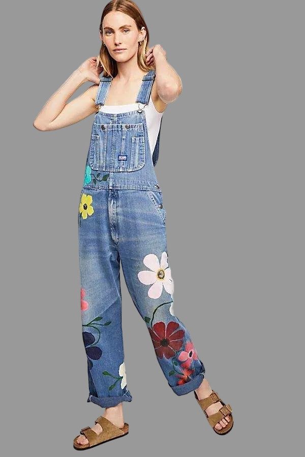 Hilde Dames Tuinbroek | Handgemaakte Bloemmotieven, Duurzaam Denim 6