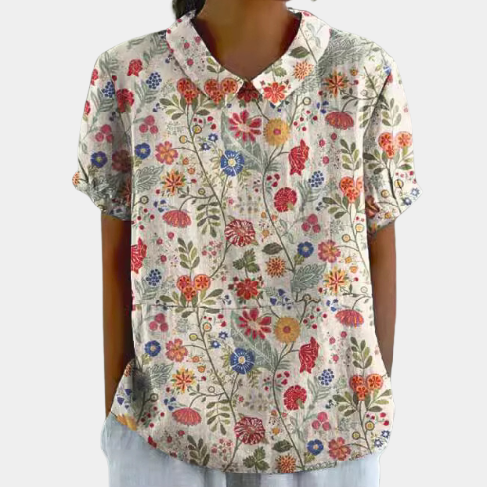 Holly Dames Blouse | Ademend Katoen met Peter Pan Kraag 0