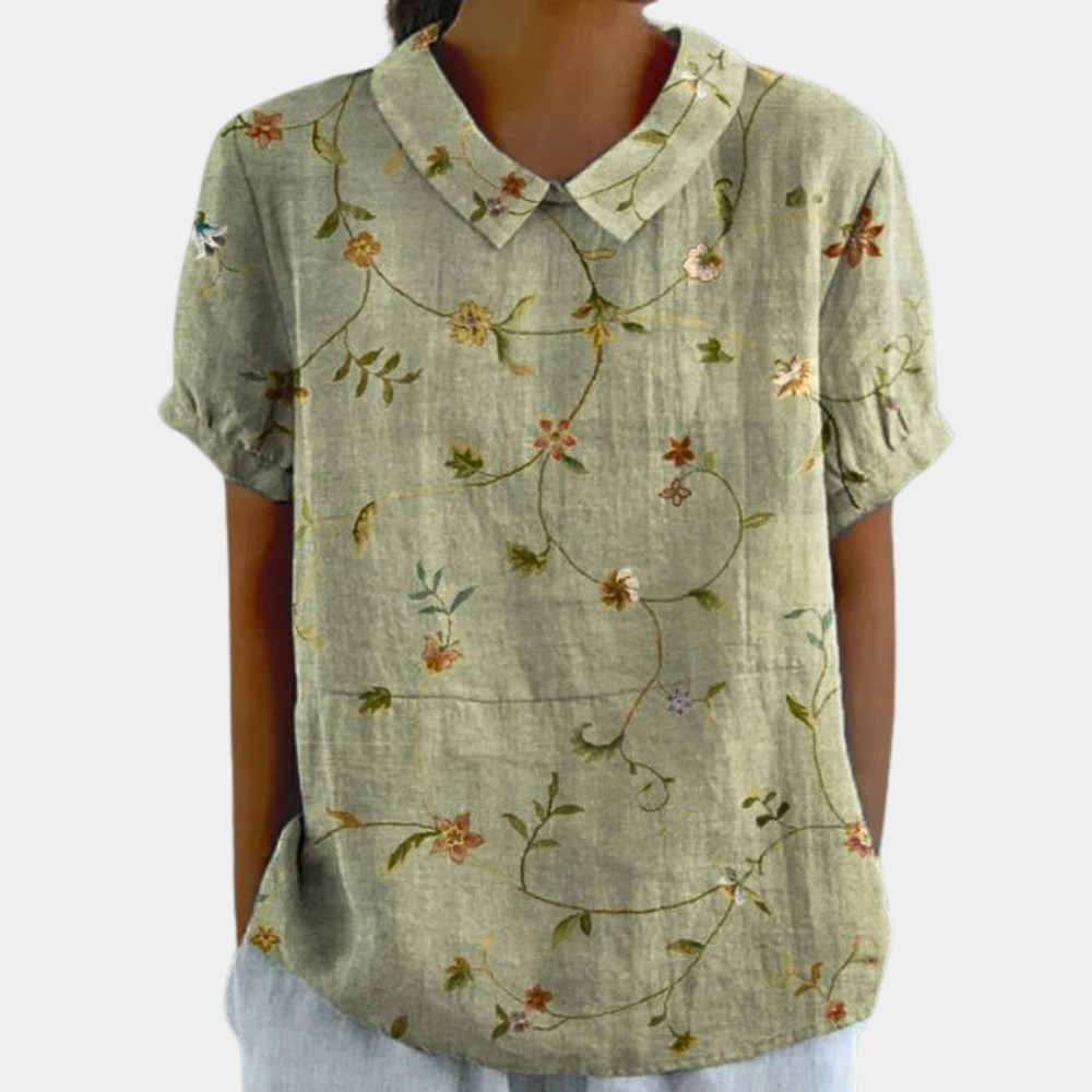 Holly Dames Blouse | Ademend Katoen met Peter Pan Kraag 1