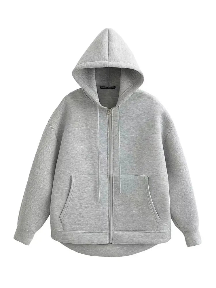 Holly Dames Winterjas | Grijze Lange Rits met Capuchon, Comfortabel en Stijlvol 1