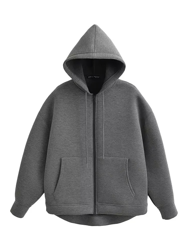 Holly Dames Winterjas | Grijze Lange Rits met Capuchon, Comfortabel en Stijlvol 2