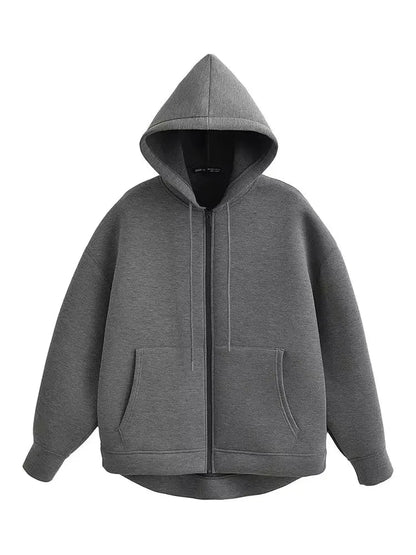 Holly Dames Winterjas | Grijze Lange Rits met Capuchon, Comfortabel en Stijlvol 2