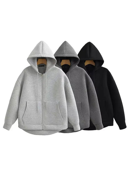 Holly Dames Winterjas | Grijze Lange Rits met Capuchon, Comfortabel en Stijlvol 4