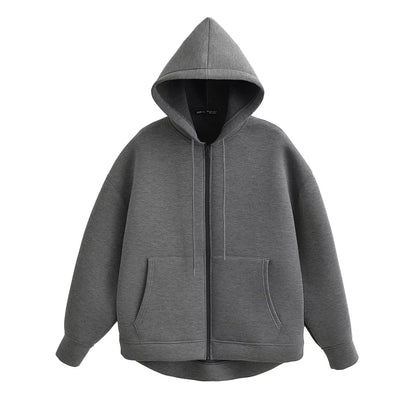 Holly Dames Winterjas | Grijze Lange Rits met Capuchon, Comfortabel en Stijlvol 5