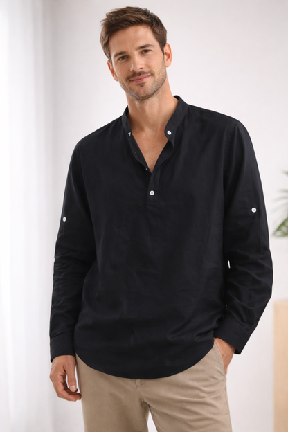Hugo Heren Henley Shirt | Lichtgewicht Geweven Stof, Ademend 3