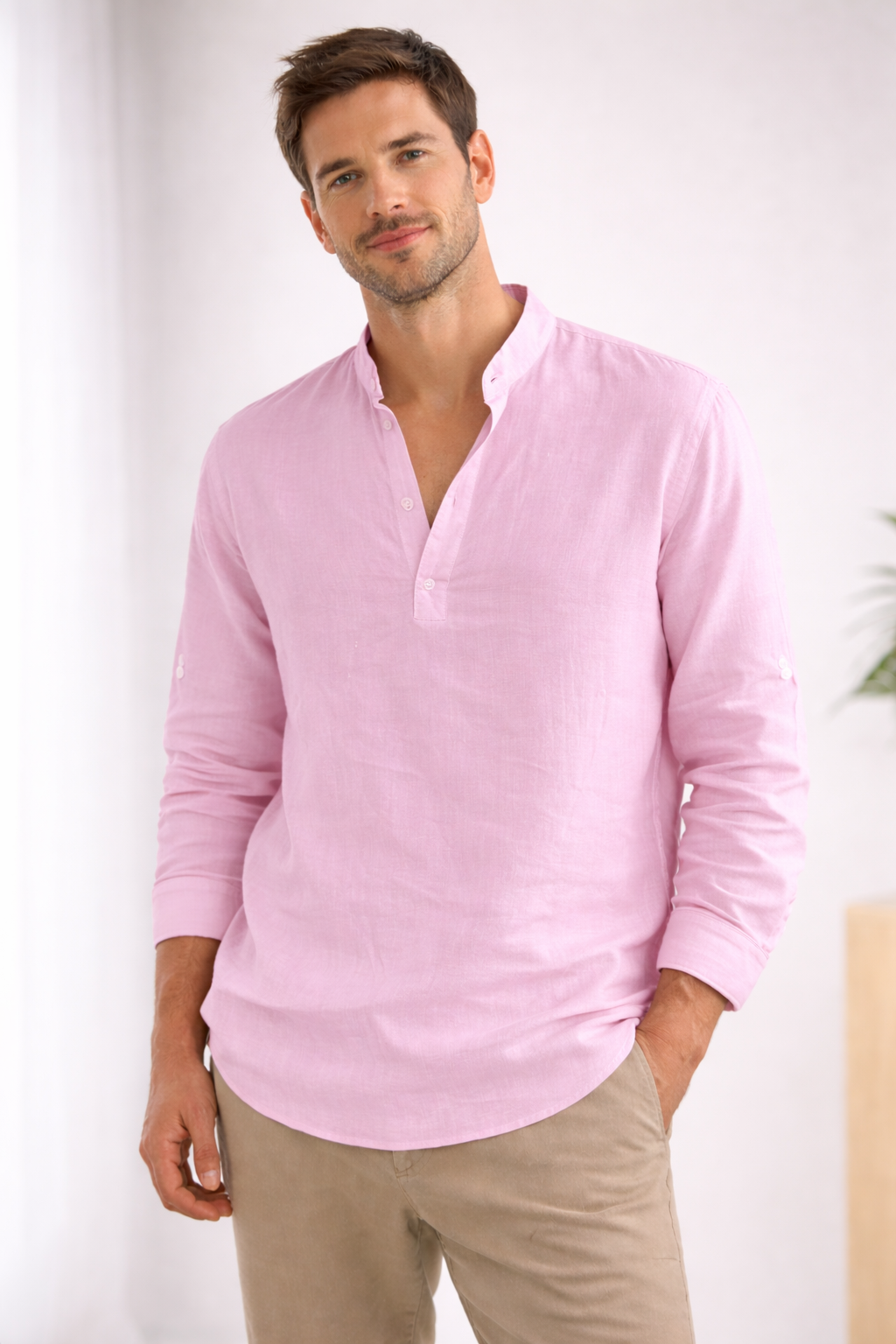 Hugo Heren Henley Shirt | Lichtgewicht Geweven Stof, Ademend 4