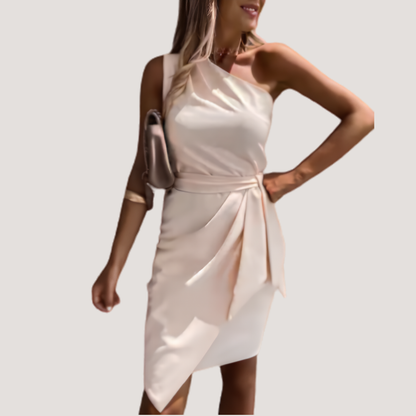 ISABELLA – One-Shoulder Zomerjurk met Tailleband voor Dames 0