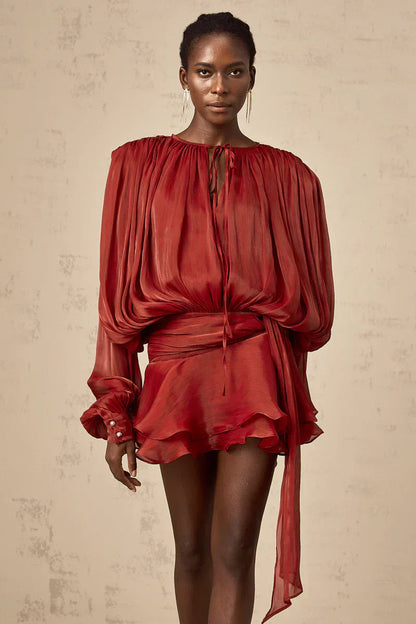 ISMARA | Jurk met Ballonmouwen en Flatterende Taille 9