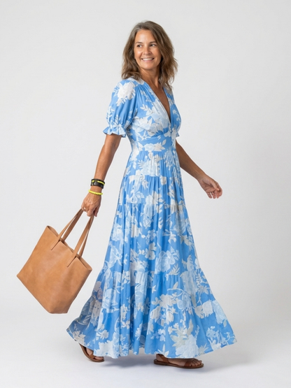 Iona Dames Midi-jurk | Zachte V-hals, Flatterende Pasvorm 3