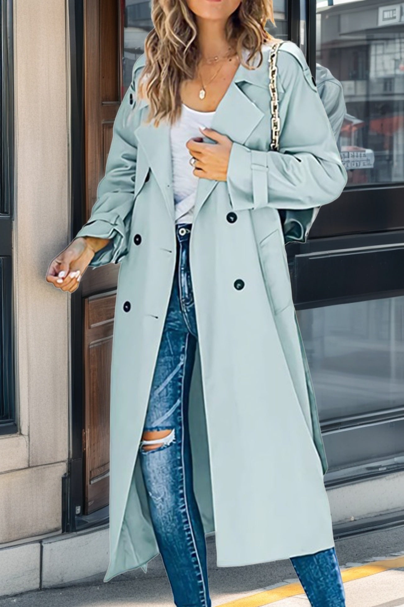 Iris Dames Trenchcoat | Ademend Polyester, Double-Breasted Zwart