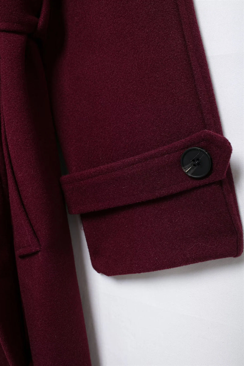 Isla Dames Winterjas | Burgundy, Lange en Elegante Polyester-Wolmix 3