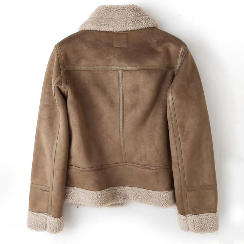 Jade Dames Jasje | Zwart Leer met Sherpa Voering, Stoer en Elegant 1