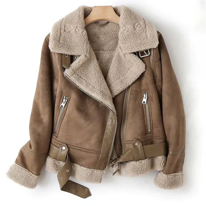 Jade Dames Leren Jasje | Zwart Leer met Sherpa Voering, Stoer en Elegant 0