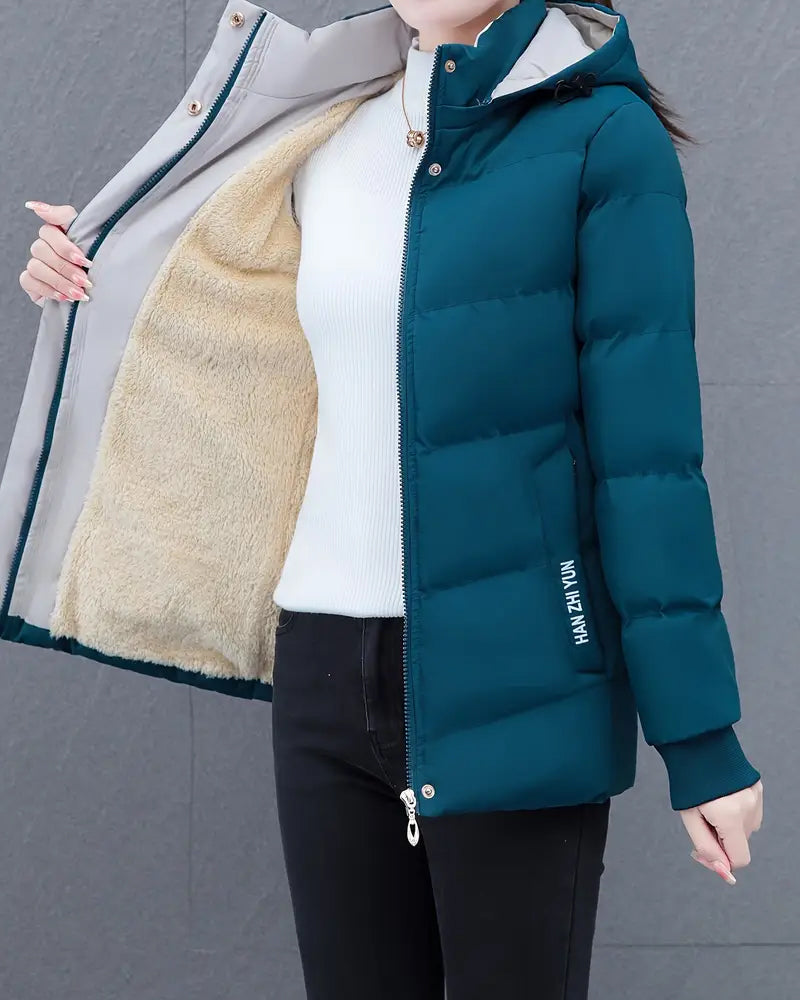 Kara Dames Jas Winter | Warm Met Capuchon, Casual Lange Dames Jas 6