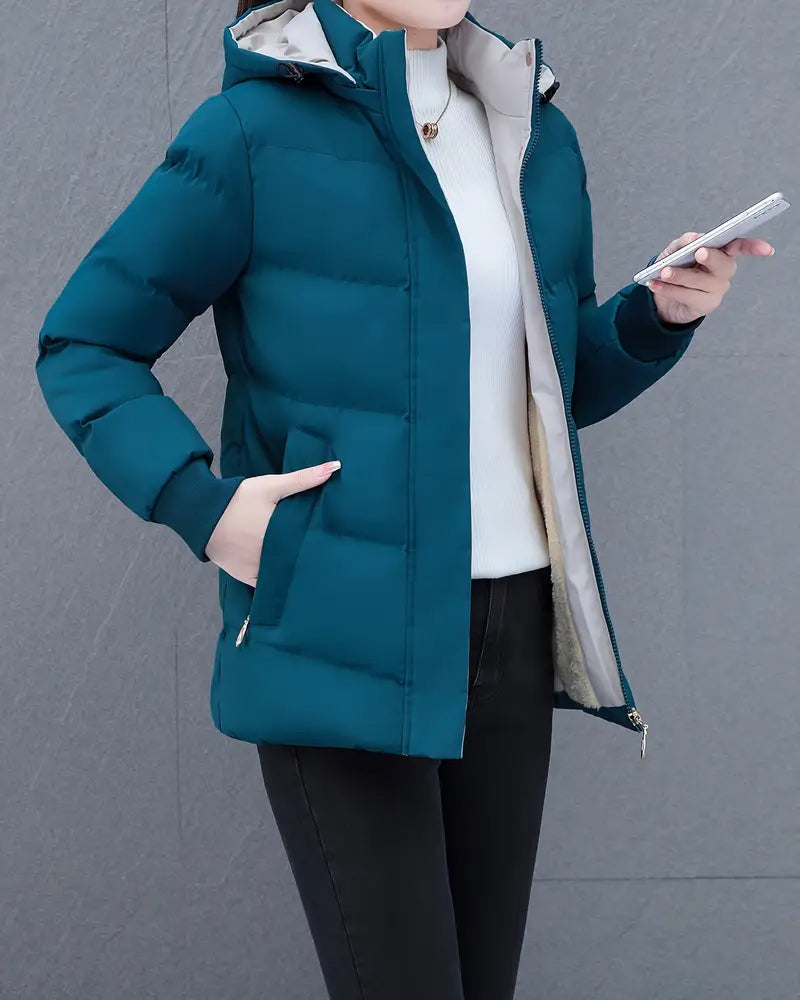 Kara Dames Jas Winter | Warm Met Capuchon, Casual Lange Dames Jas 8
