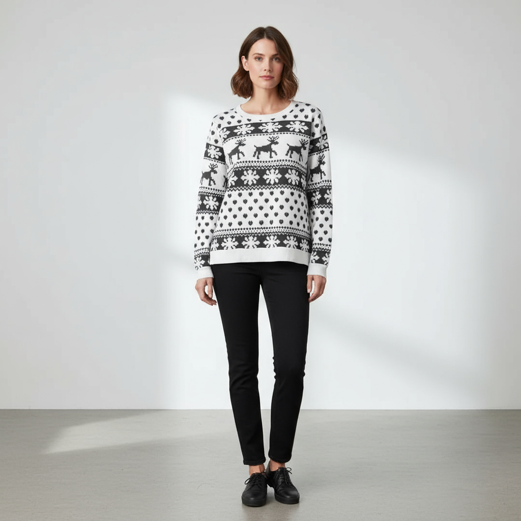 Kendra Dames Kersttrui | Gebreide Stof met Rendieren, Comfortabele Pasvorm 2