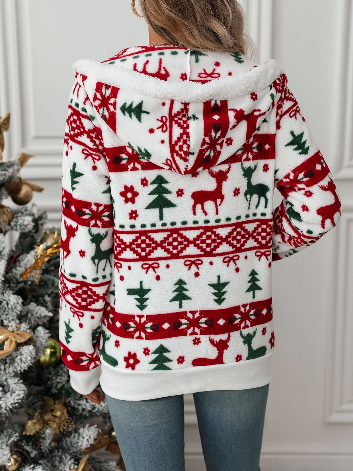 Kerst Dames Hoodie | 100% Katoen, Comfortabele Pasvorm met Rendieren 1
