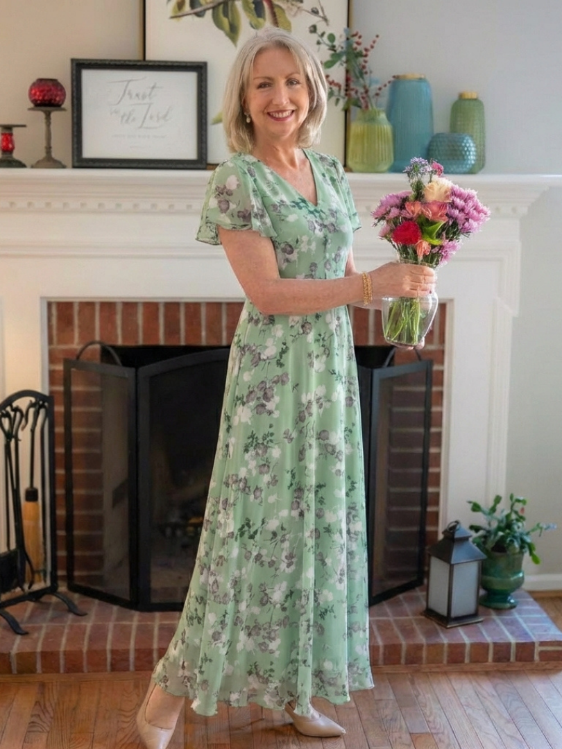 Kora Dames Lange Maxi Jurk | Lichtgewicht Chiffon met Bloemen 7