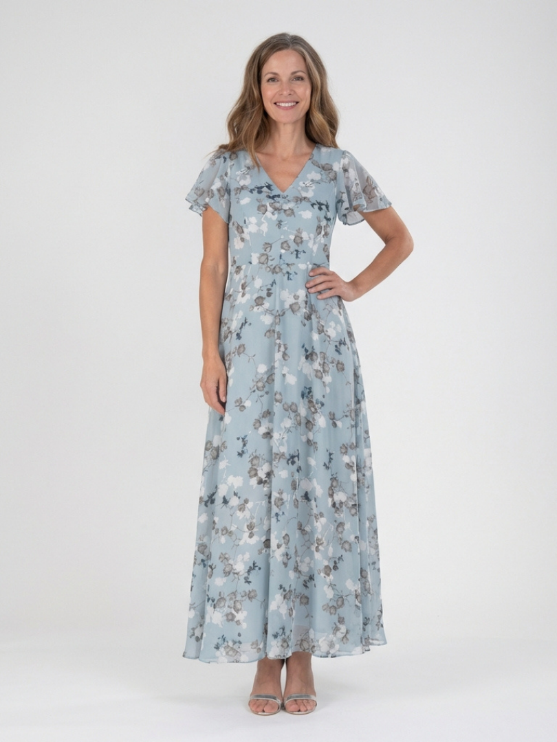 Kora Women's Maxi Dress | Zacht Chiffon met Bloemen 0