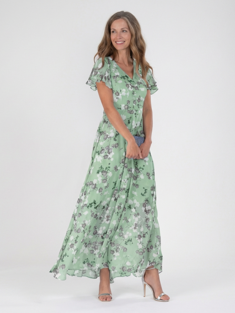 Kora Women's Maxi Dress | Zacht Chiffon met Bloemen 3