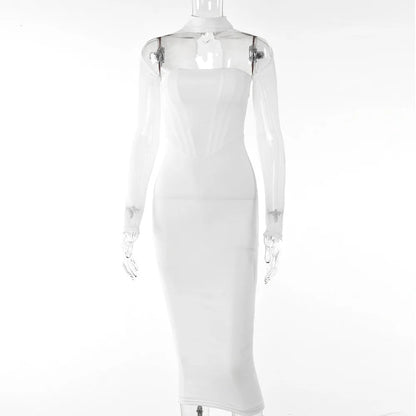 Korset Midi-jurk Met Lange Mouwen – Y2K Elegantie in een Tijdloos Silhouet 6