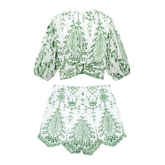 LUMI | Luchtige co-ord set met geborduurde details 0