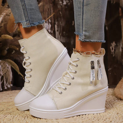 LYZANE | Elegant wedge sneaker met ritssluiting en verborgen hak 0