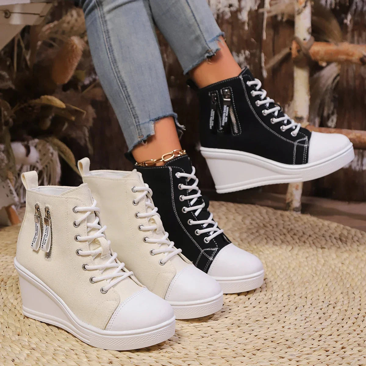 LYZANE | Elegant wedge sneaker met ritssluiting en verborgen hak 4