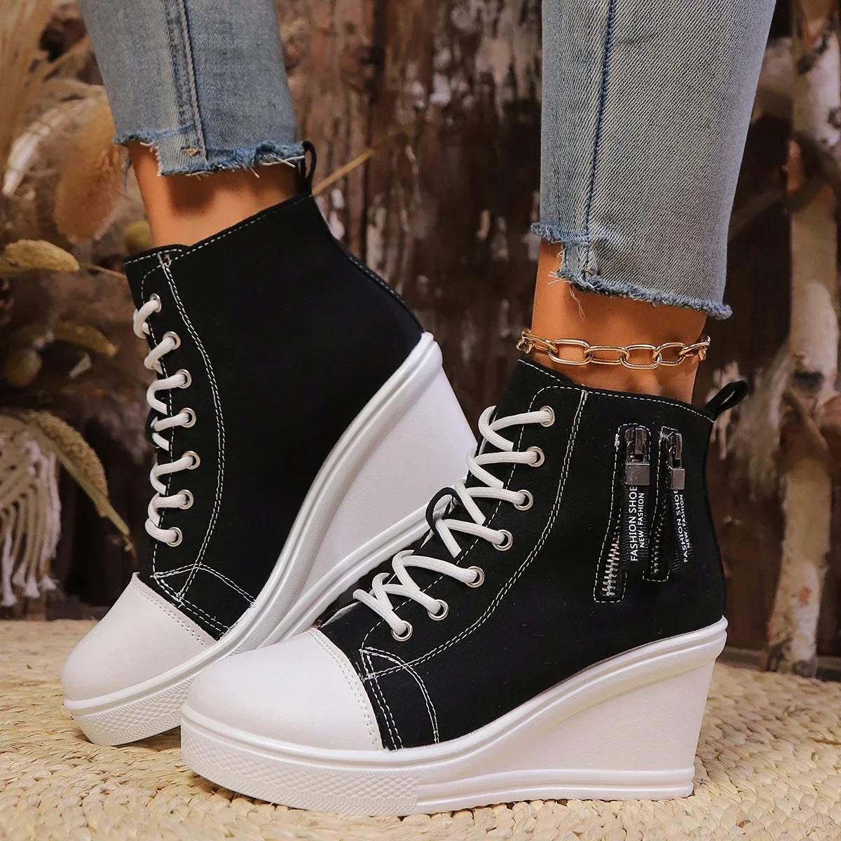 LYZANE | Elegant wedge sneaker met ritssluiting en verborgen hak 5